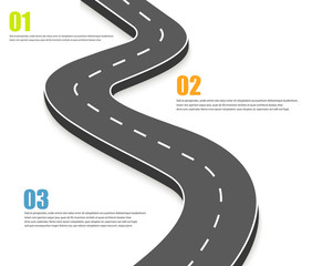 Curved road. Vector illustration