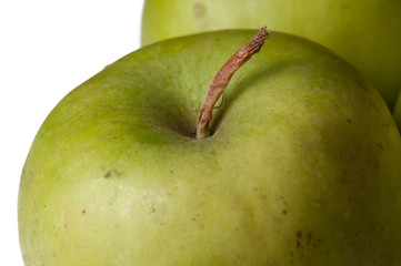 Green apple isolated on a white background.Apple peeling