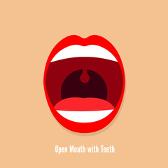Open Mouth with Teeth Vector flat icon illustration