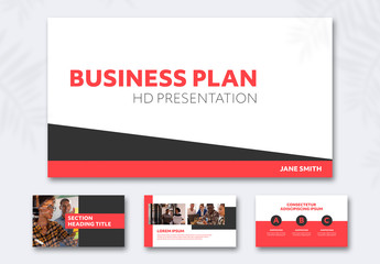 Corporate Presentation Layout with Red Accents