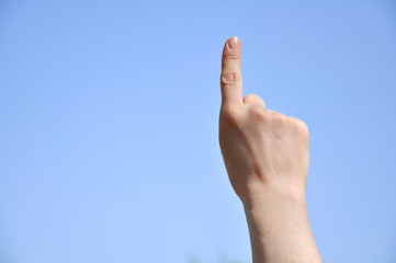 index finger raised up