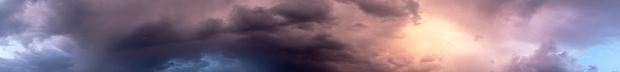 clouds at sunset, evening time. Panorama