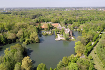 Aerial Summer View Water Castle and Public Park Gladbeck Germany 
