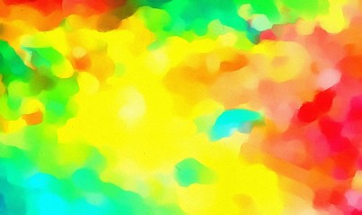 Abstraction painted in oil style. Colorful texture background. Multicolored wallpaper graphic design. Pattern for creating artwork and print. Crazy warm colors and cartoon effect. Fun psychedelic art.