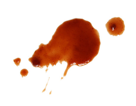 Drop Of Barbecue Sauce On White Background, Top View