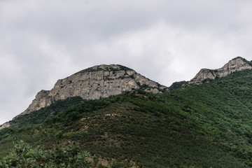 summer mountains against a cloudy sky. Gunibsky district of Dagestan