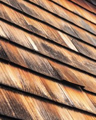 Closeup view of wood shingle siding
