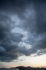 Dramatic cloudy summer sky in Puebla Mexico