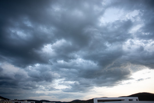 Dramatic cloudy summer sky in Puebla Mexico