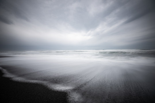Dark gloomy ocean image. This sea and wave image can be used for emotional metaphor for feelings of isolation, rejection or  loneliness.