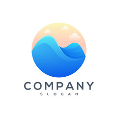 mountain sea logo design