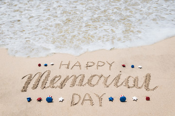 Memorial day background on the beach near ocean