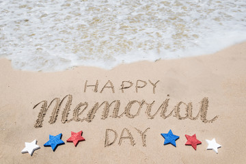 Memorial day background on the beach near ocean