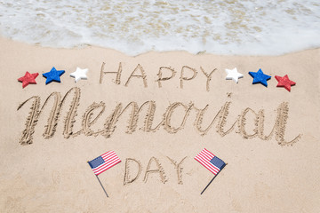 Memorial day background on the beach near ocean