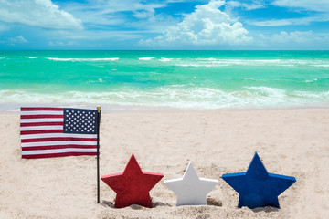 Patriotic USA background on the sandy beach