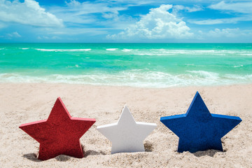 Patriotic USA background on the sandy beach