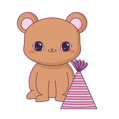 cute bear animal with hat party