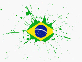 Brazil Flag with Splatter Effect