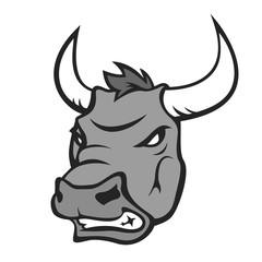 Head of a ferocious bull, logo on a white background. Angry bull, cow. Emblem
