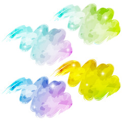 Set of watercolor brushstrokes. Colorful gradient textured stains