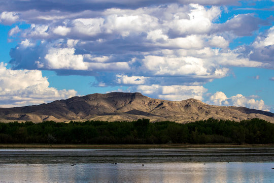 Bosque del Apache National Wildlife Refuge offers fine views of mountains, sky, and water