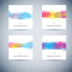 Vector set of watercolor background card template