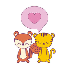 cute chipmunk with tiger and speech bubble