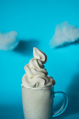 vanilla soft serve ice cream inside glass - 264667741