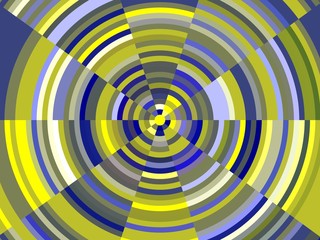 Abstract background with circles, yellow blue circular lines
