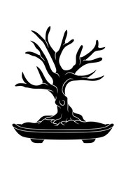 schwarz baum cool bonsai bäumchen ohne blätter kahl äste kleiner mini winzig süß niedlich garten gärtner blume pflanze blumentopf dekoration liebe clipart comic cartoon design