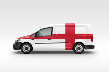 England Flag on Side of Van