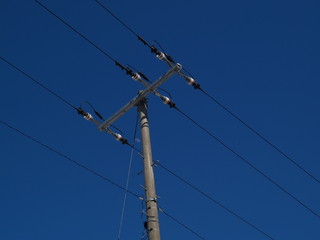 power lines and blue sky