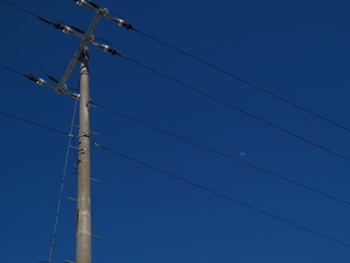 power lines and blue sky