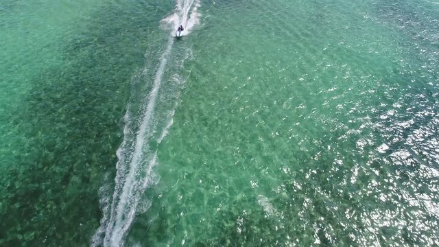 Sailing sailboat surf or catamaran in turquoise water of Caribbean sea near Punta Cana beach