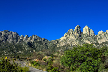 Road through Organ Mountains-Desert Peaks National Monument in New Mexico