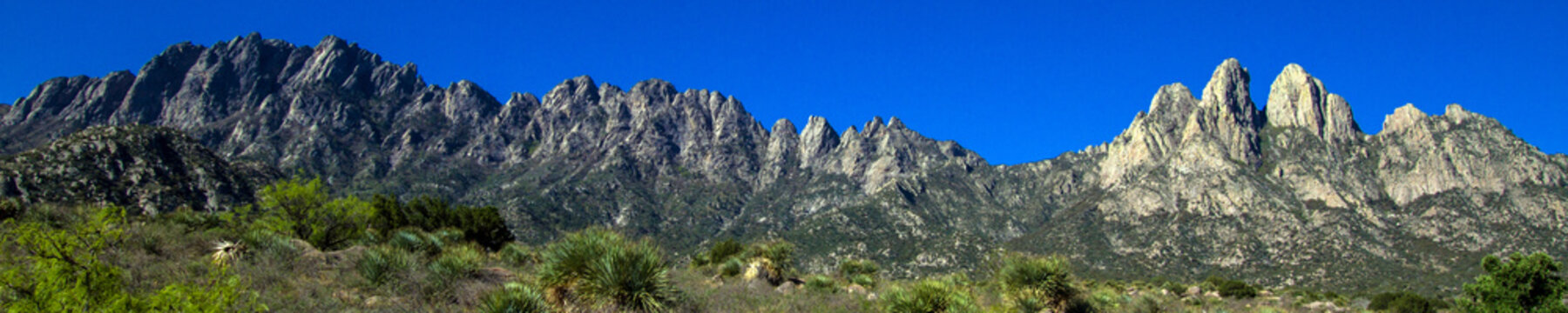 Ultra-wide panorama of Organ Mountains-Desert Peaks National Monument in New Mexico