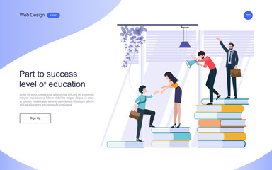 Education concept for web banner.The path to success, Development of learning education, Collaboration and support on the team. flat design. Vector illustration.