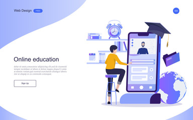 Education concepts for web banners.Online education, online training courses, distance education, social media, marketing information. flat design. vector illustration.