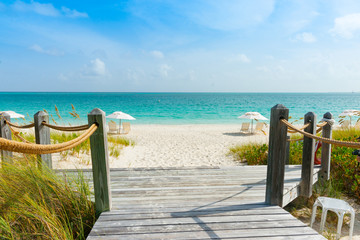 walkway leading to Caribbean beach