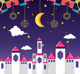 ramadan kareen celebration card with mosque