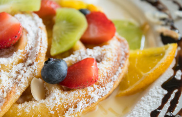 Blueberry Strawberry Kiwi Lemon Waffle Chocolate Dessert