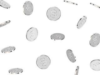Silver coins. Realistic silver money isolated on white background