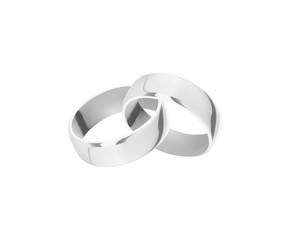 Silver wedding rings, realistic design isolated on white background
