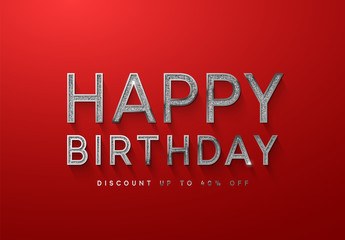 Happy birthday, elegant silver lettering font.