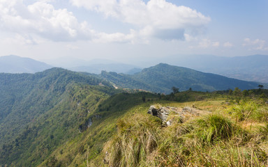 Stone or Rock Landscape on Phu Chi Fa Forest Park View Point with Mountain and Sky