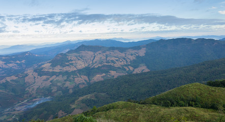 Fototapeta na wymiar 3 Tree Mountain at Phu Langka National Park View Point Phayao Thailand Travel