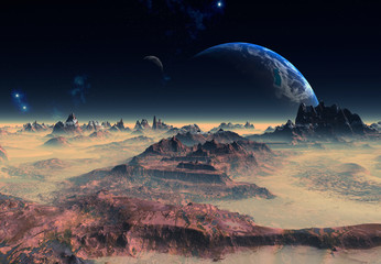 3D Rendered Fantasy Alien Landscape - 3D Illustration