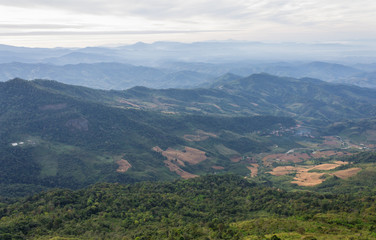 Fototapeta na wymiar Landscape Phu Langka National Park View Point and Village Phayao Thailand Travel