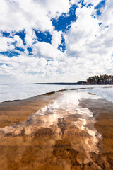 The Ob river in the spring. The Town Of Berdsk, Western Siberia