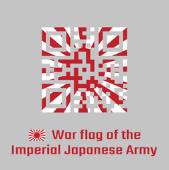 QR code set color of War flag of the Imperial Japanese Army, The rising flag.